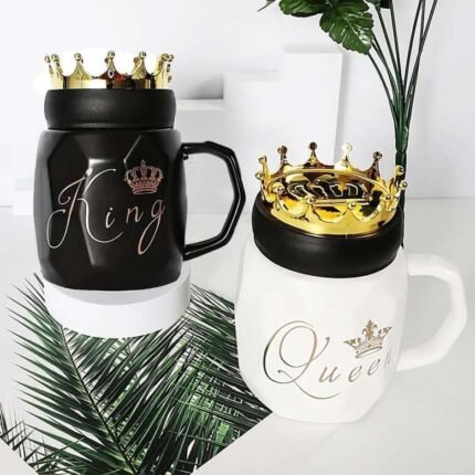 King Queen Couple Mugs With Lids