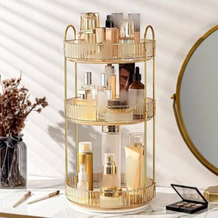 3 Layer Rotating Makeup Organizer Rack