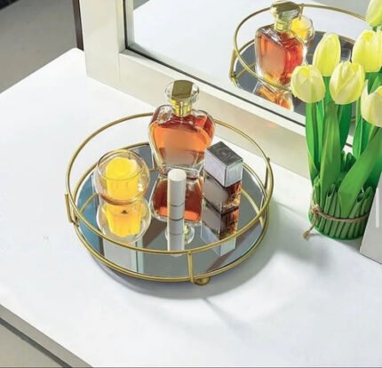 Round Vanity Mirror Tray